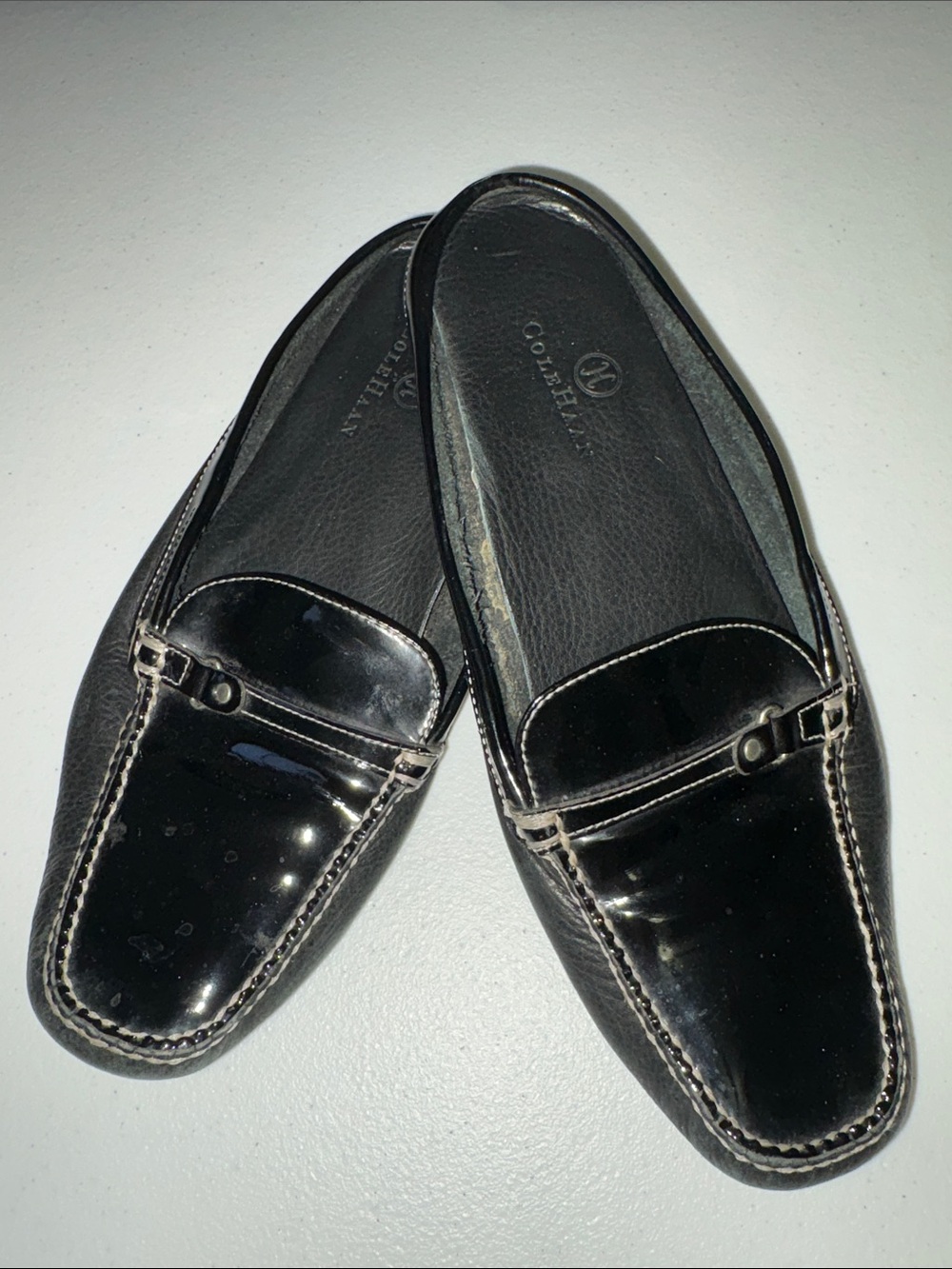 Cole Haan 7.5 Black Patent Leather Slip-On Loafers $0040